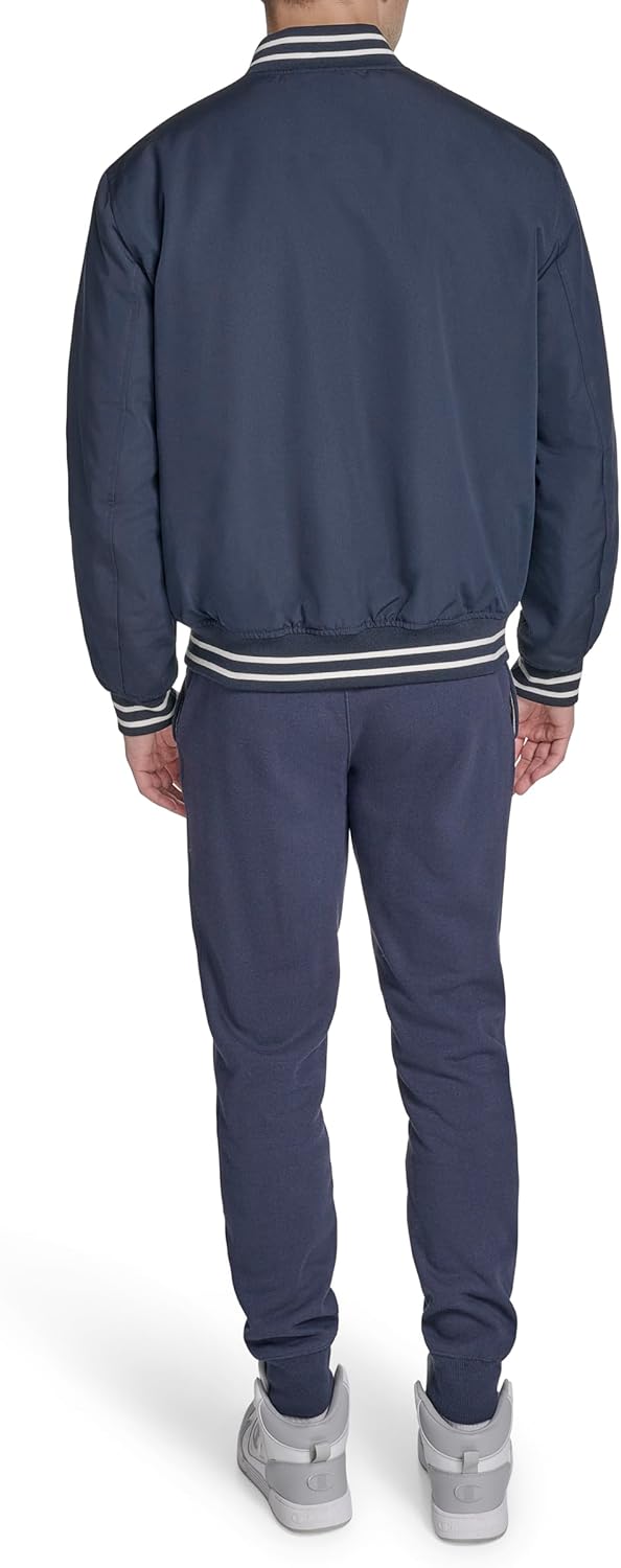 Champion Men's Logo Striped-trim Varsity Jacket