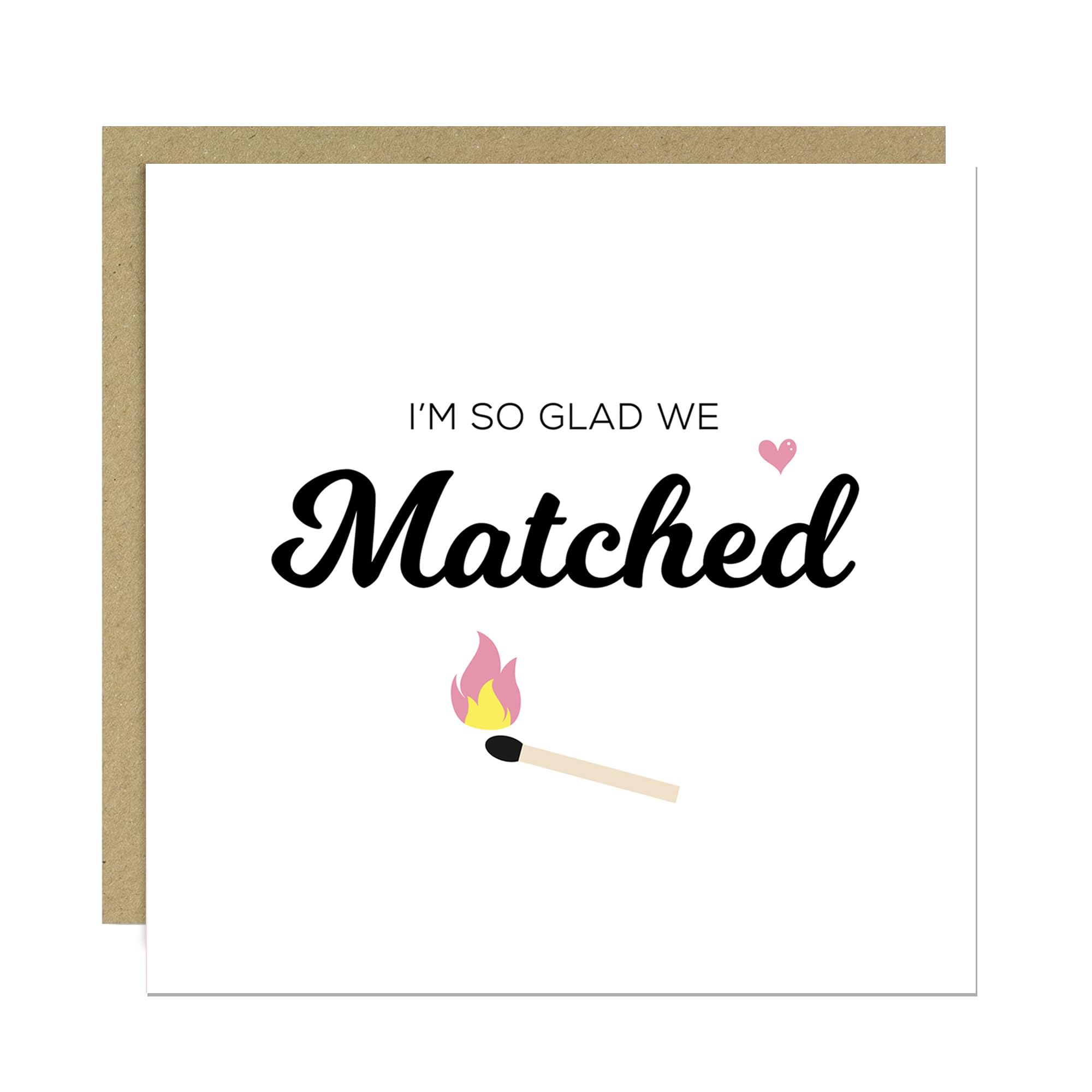 RED OCEAN Valentines Card For Him, I'm So Glad We Matched Card, Funny Valentine's Day Card, Valentine Cards For Her Him, Valentines Card For Boyfriend Girlfriend, Card With Envelope