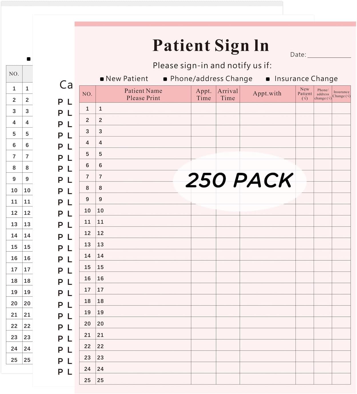 Patient Sign in Label Forms, Joyfulmap 250 Pack Patient Sign in Sheets，250 Peel Off Adhesive Labels/Sheet, Compliant for Confidentially in All Medical Offices, Doctors, Clinic, Pink, 8-1/2" x 11"