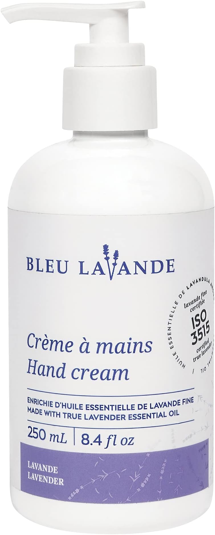 Bleu Lavande – Natural Lavender Hand Cream – Made with Certified Premium & 100% Pure True Lavender Essential Oil – Non-greasy – Soothing, Cruelty-free and Vegan – No Artificial Fragrances - 8.4 Fl Oz
