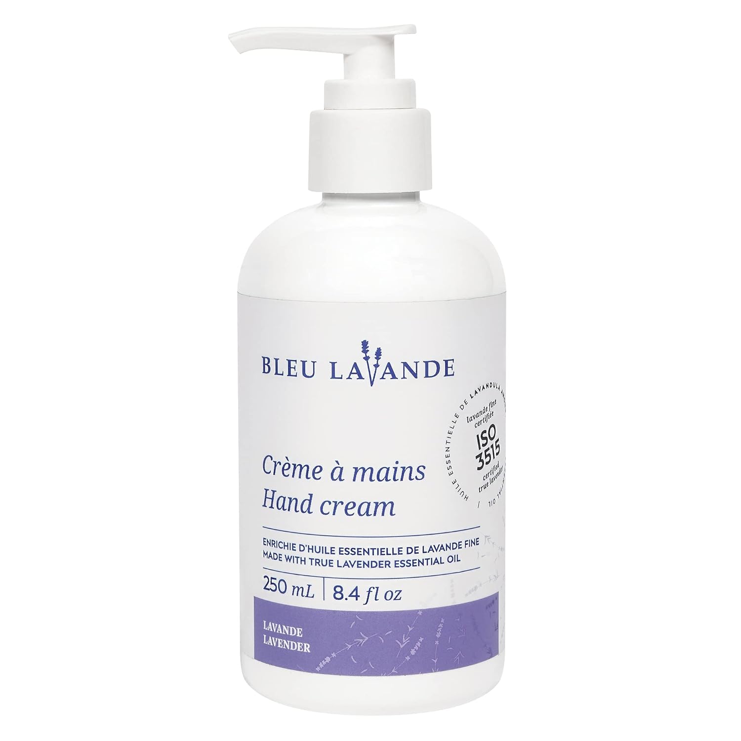 Bleu Lavande – Natural Lavender Hand Cream – Made with Certified Premium & 100% Pure True Lavender Essential Oil – Non-greasy – Soothing, Cruelty-free and Vegan – No Artificial Fragrances - 8.4 Fl Oz