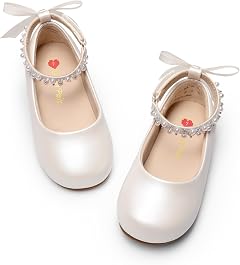 DREAM PAIRS Mädchen-Blumenmädchen-Kleiderschuhe für Hochzeit, Party,Size 26.5,Weiss,SKFA26002K