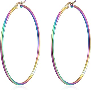 Pair Womens Large Huggie Hinged Hoop Earrings, Classic Party