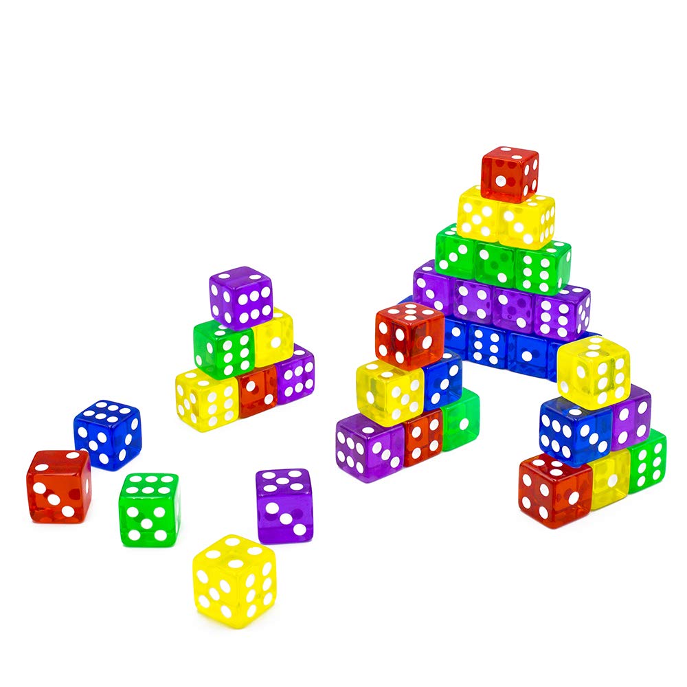 Set De 20 Dados Translúcidos De 6 Caras En 5 Colores – Ideales Para Juegos De Mesa, Aprendizaje De Matemáticas Y Actividades Montessori – Duraderos Y Versátiles