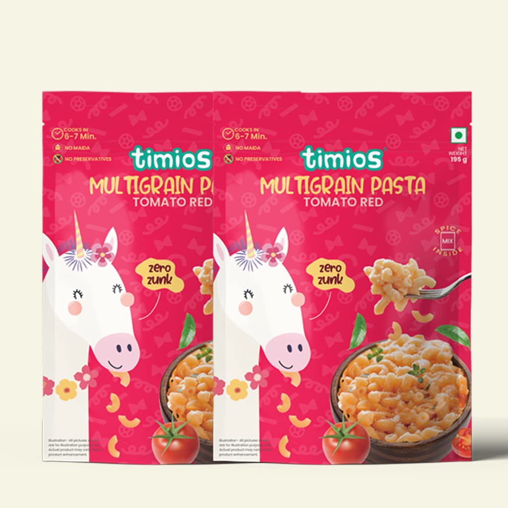 Timios No-Maida Multigrain Tomato Red Instant Macaroni Pasta | Healthy Pasta made with Brown Rice and Corn | Pack of 2 | 195g Each (B0BX9G3P8N) Amazon Price History, Amazon Price Tracker