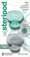 Steripod Clip-On Toothbrush Protector 2-Pack with Peppermint Oils | Keeps Brushes Fresh, Clean & Minty for Travel & Home
