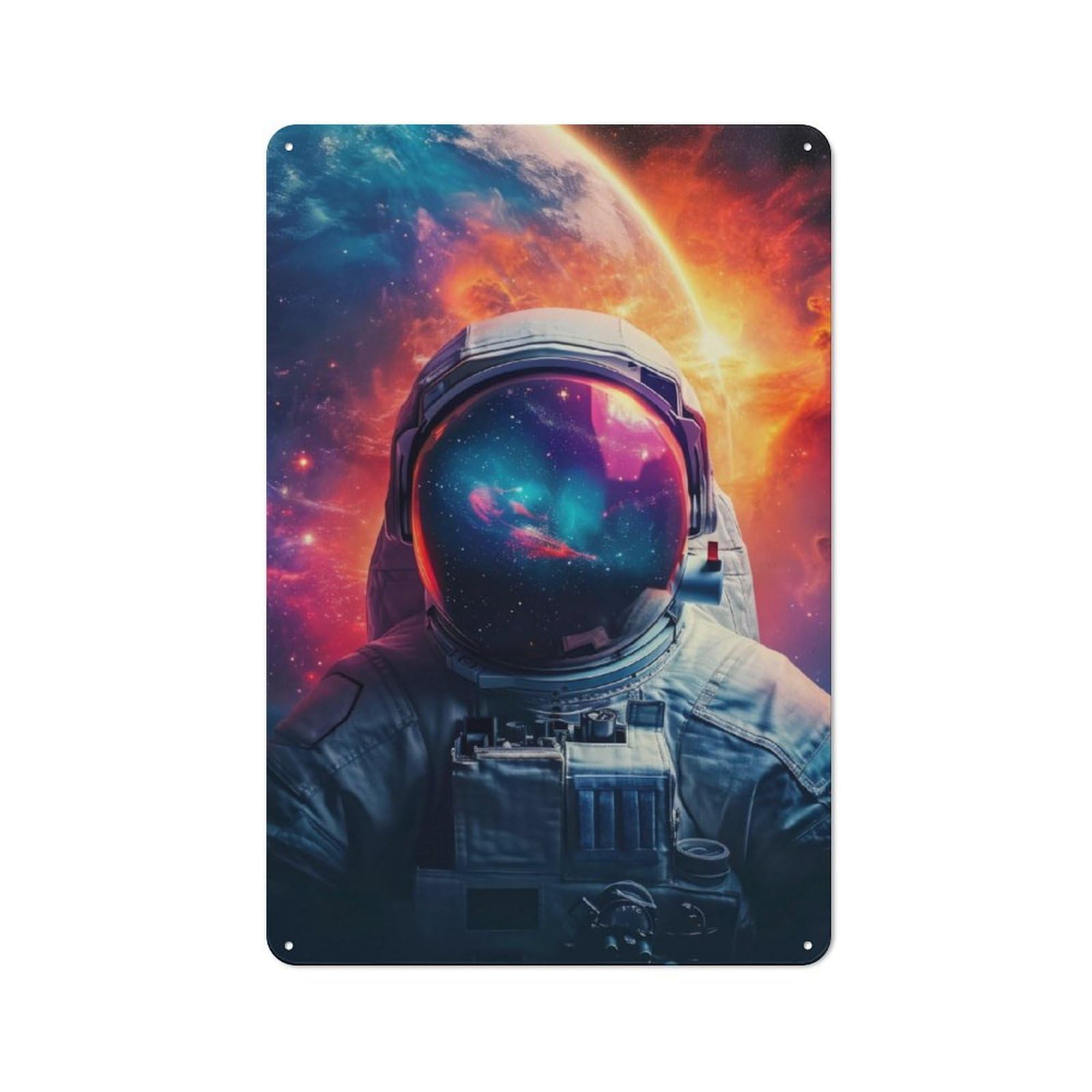 Junmoney Astronaut In Space For Studio Or Craft Room, Rustic Metal Wall Sign 30X20cm, For Vintage Wall Decor Fans, For Metal Sign Collectors