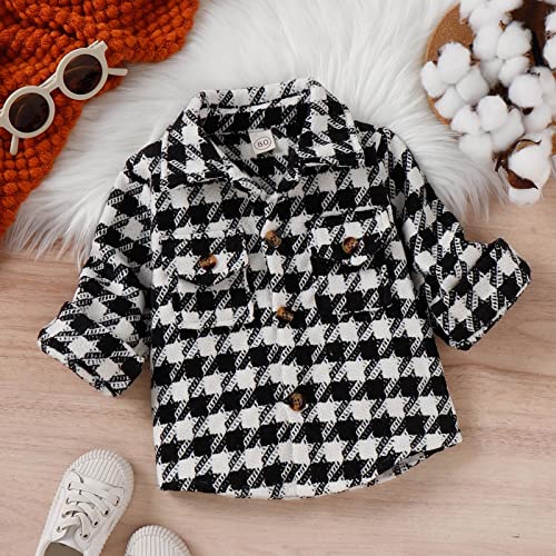 Camisa para meninos e meninas jaqueta xadrez manga longa crianças gola virada para baixo botões tops