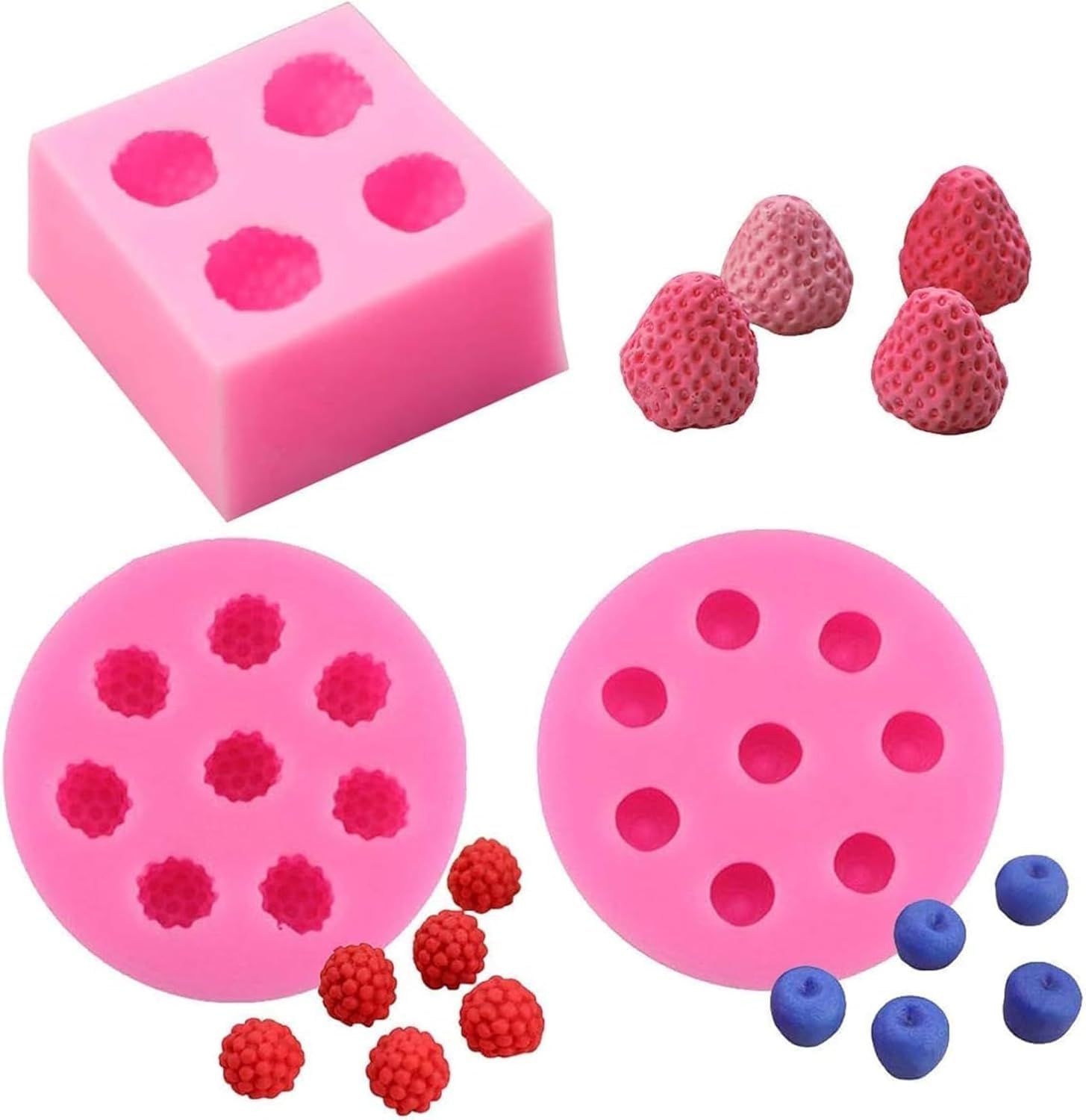 LEGACYCART 3D Candle Mould, Candle Making Kit, Fruits Silicone Molds for Fondant Cake Decorating, Chocolate, Sugar Craft, Candy, Polymer Clay, Soap Making Mold (Strawberry Raspberry & Blueberry Mold)-image-37