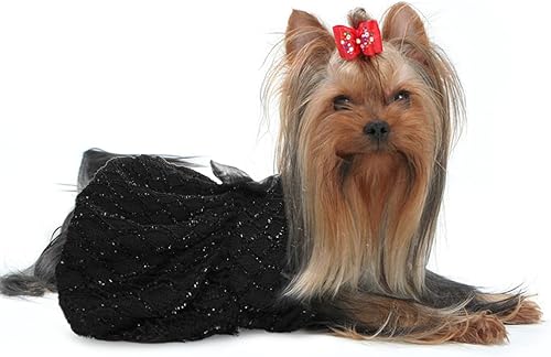 Miniatura 6 de Lelepet Vestido de perro pequeño, vestidos brillantes para perros pequeños con lazo, vestido de cumpleaños para perro, vestido de boda, vestido de