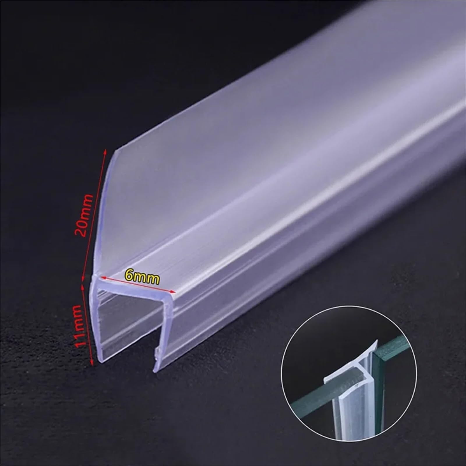 Tira de sellado silicona for puerta ducha 3,0 m, balcón, ventana, baño, mampara, tira for recinto para Puertas de Cristal(10mm)
