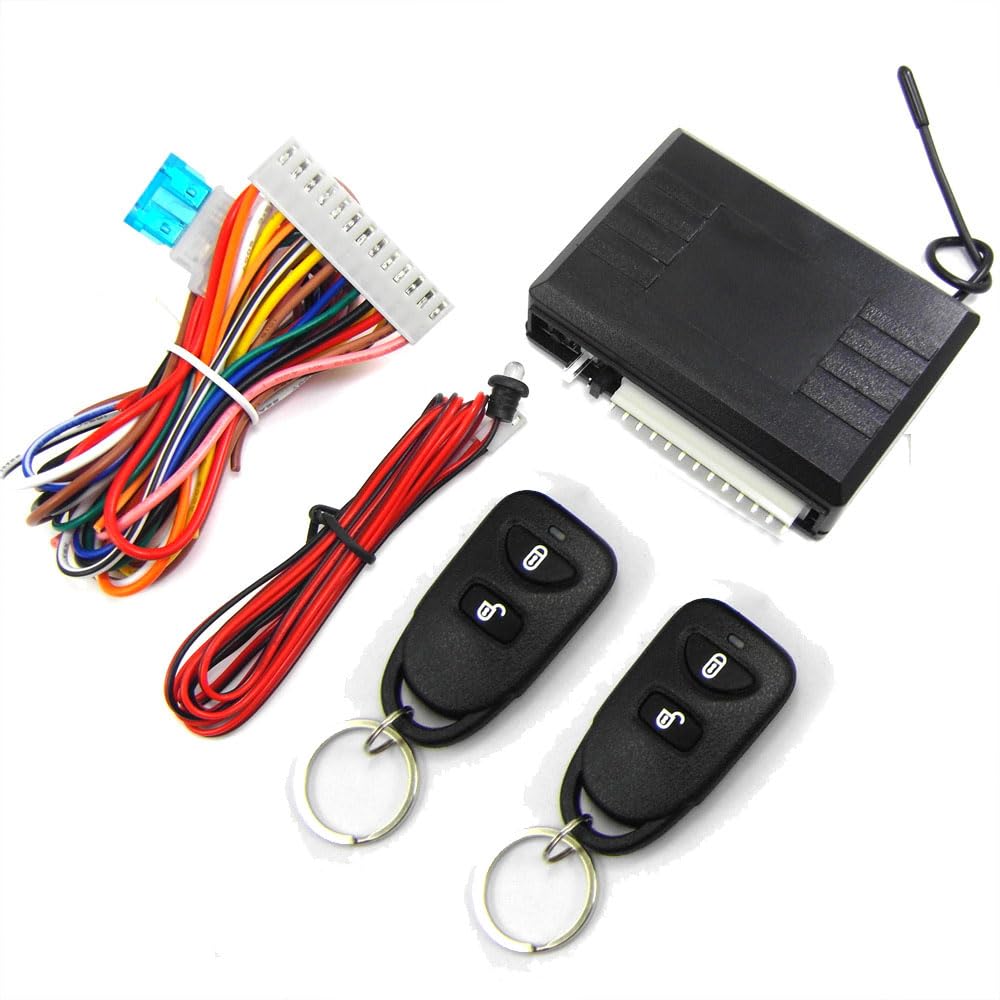 Kit di chiusura centralizzata per auto universale 12 V per auto, di chiusura senza chiave per veicolo, di chiusura automatica con scatola di controllo, indicatore LED e 2