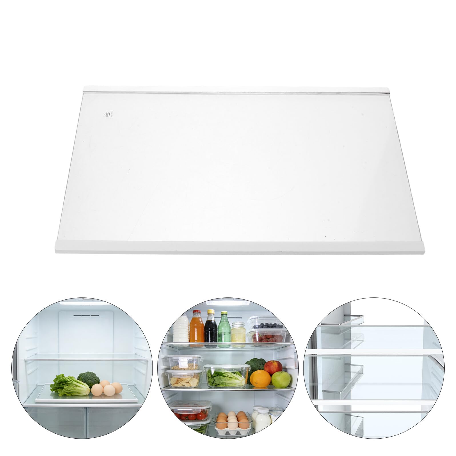 TEHAUX Ripiano in Vetro Temperato 40x24,4 Cm per Frigorifero Frontale Doppio Bordo, Mensola di Ricambio Trasparente per Organizzazione e Ottimizzazione Spazio Frigorifero, Accessorio