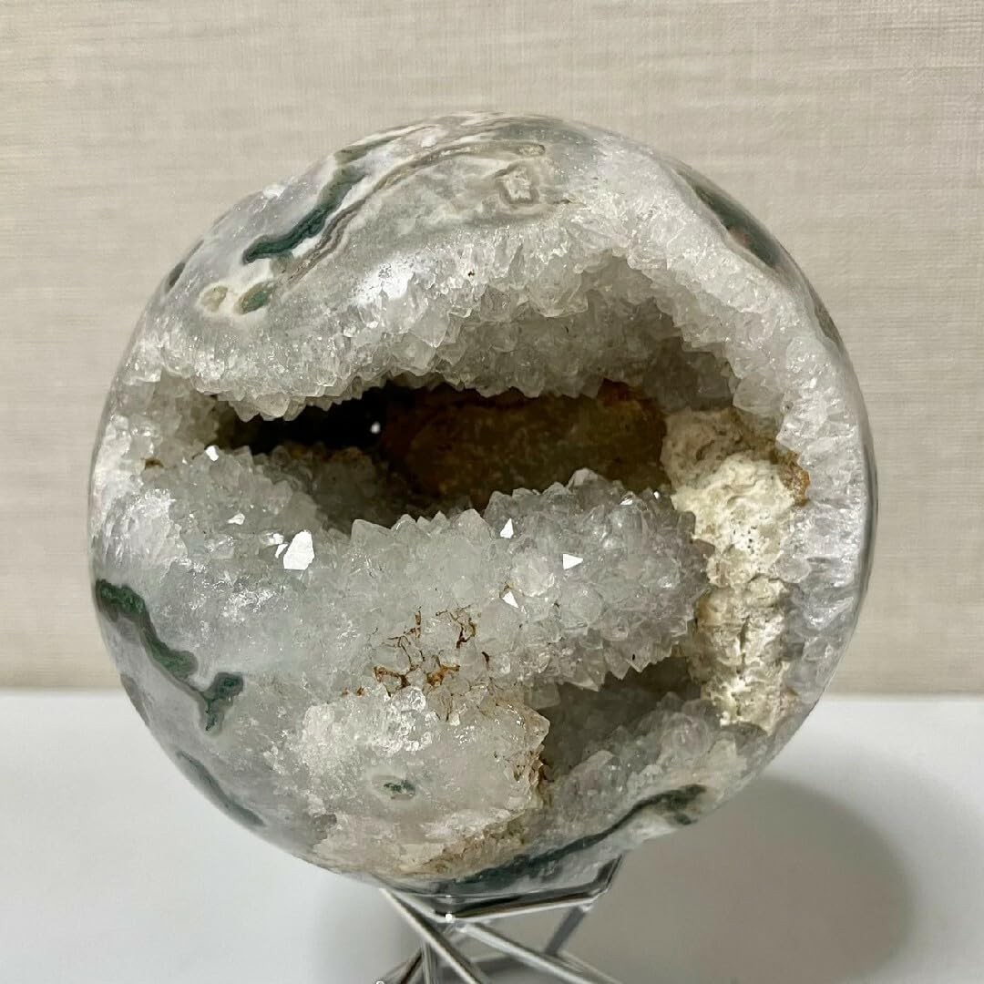 Amazon.co.jp: モスアゲート 水草瑪瑙ジオード 笑口 スフィア 浄化 約1