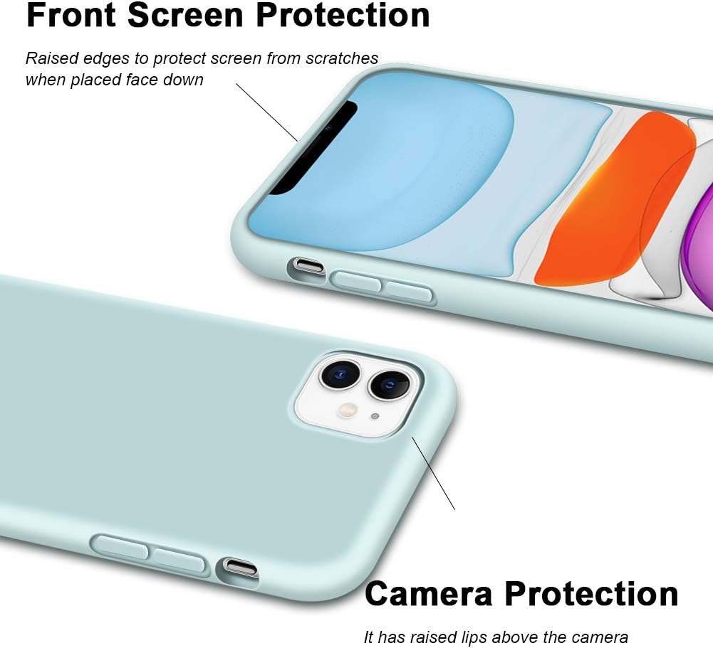 Anuck Case for iPhone 11 Case 6.1 inch 2019, Non-Slip Silicone Gel Rubber Bumper Case with Soft Microfiber Lining Cushion Hard Shell Shockproof Full-Body Protective Case Cover - Mint