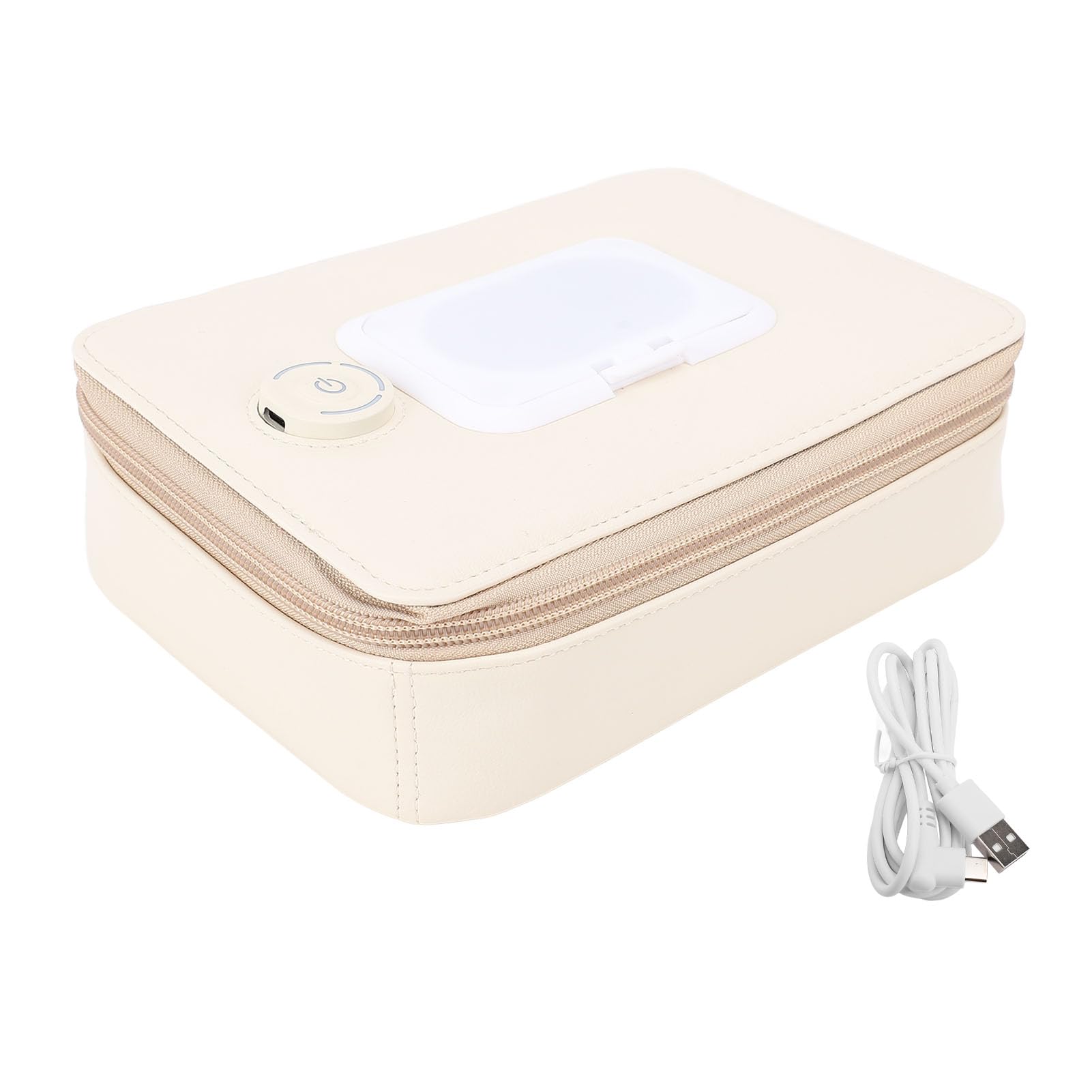 Wipe Warmer for Baby & Home, USB Powered Wet Wipes Dispenser with Constant Temperature Heating, Soft PU Leather, Portable for Travel & Nursery (Includes USB Cable)