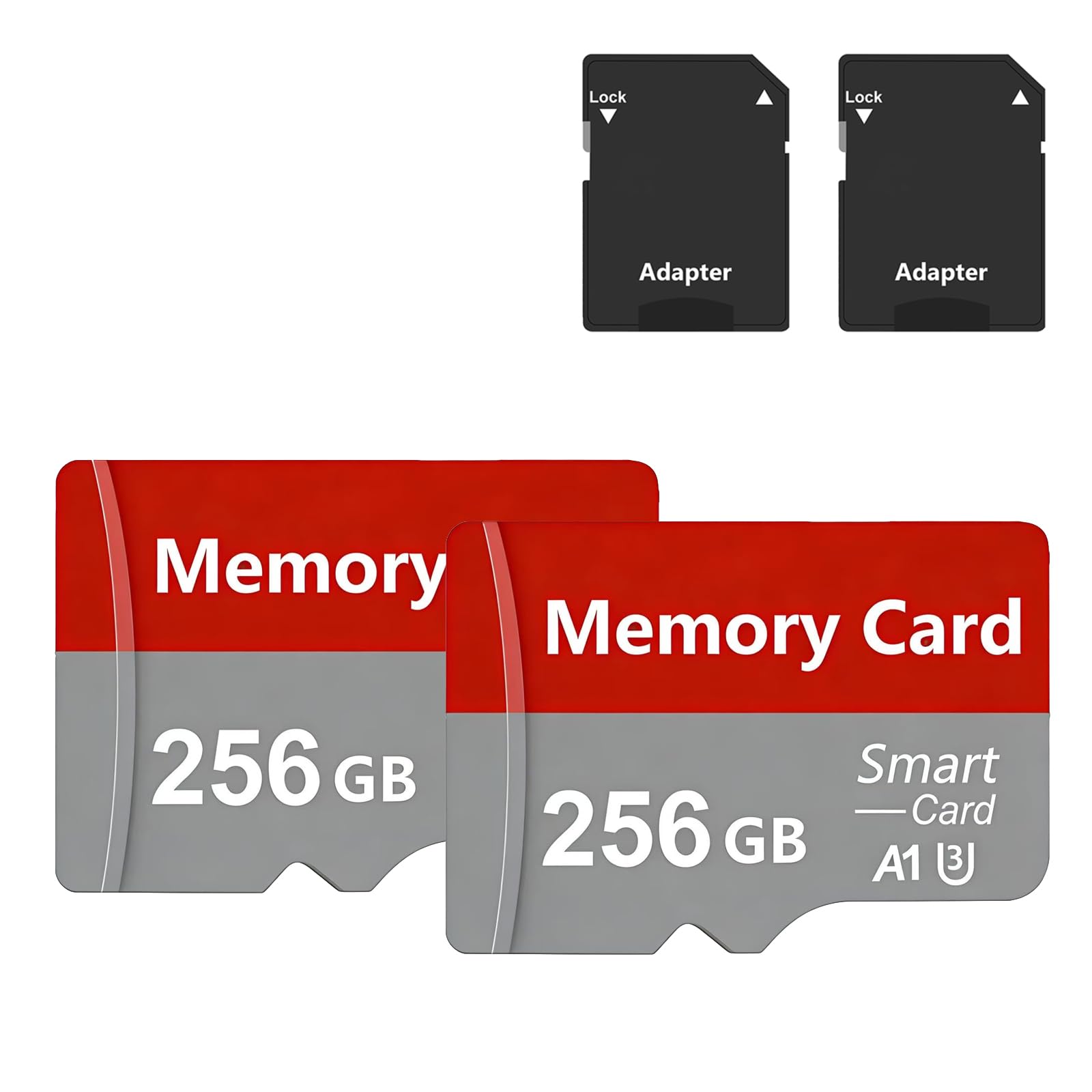 2Pack Tarjeta De Memoria 256GB con Adaptador SD,Tarjeta De Memoria De Alta Velocidad, Tarjeta TF para Tablet, Móvil, Dron, Cámara de salpicadero, Cámara (2Pack-256GB)