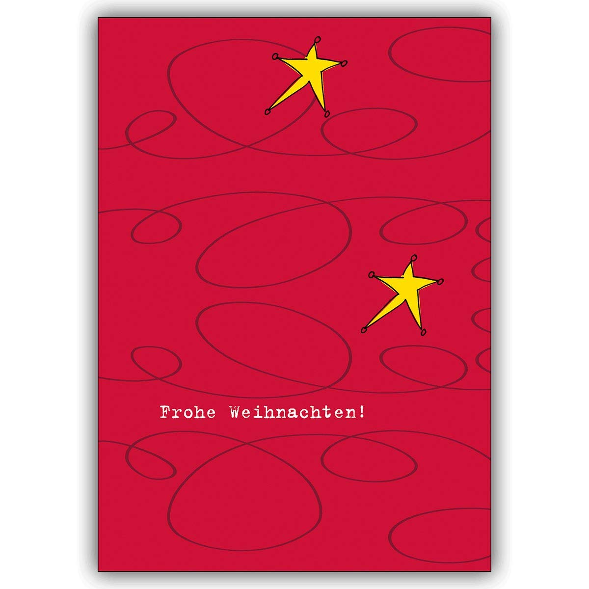 20er Weihnachtskarten Set Moderne personalisierbare Weihnachtskarten mit Stern auf rot, mit ihrem Innendruck (Var7) gedruckt Weihnachts Glückwunsche zu Neujahr: Frohe Weihnachten.