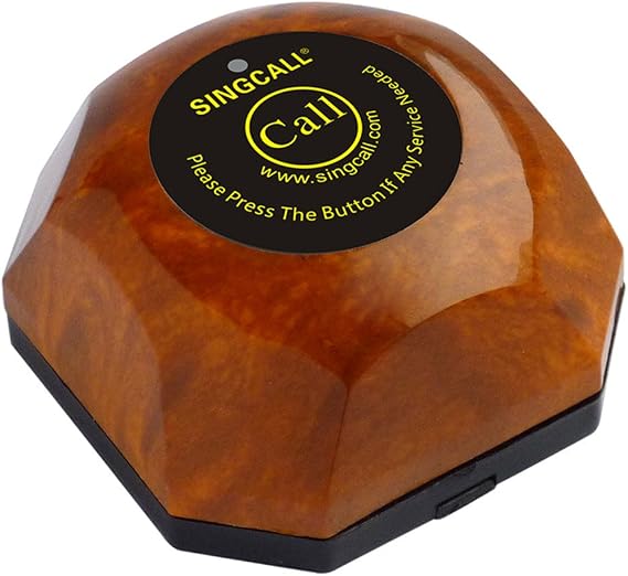 SINGCALL Wireless Restaurant Table Call System, Waiter Caller for Customer Getting Attendant by Pressing a Table Button, Pack 1 Display and 20 Bells