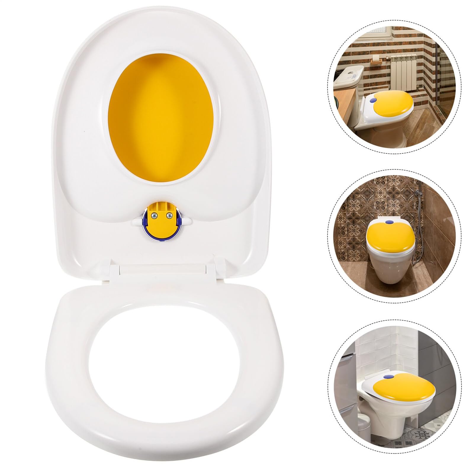 Wttfc Copriwater per Famiglia, Fondo Fisso Rimovibile Sedile WC con Seggiolino, Tavoletta WC Forma U per Bambini E Adulti,Tavoletta Water Forma A U Soft-Close, Pp,34 * 43 Cm,Bianca