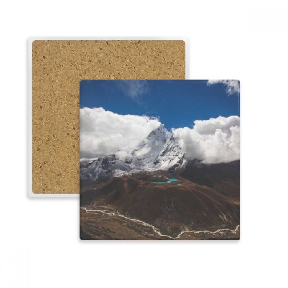 Coaster absorbant en pierre motif paysage forestier bleu ciel pour tasses