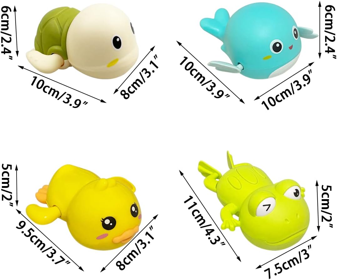 Jofan 4 Pack Swimming Bath Toys Floating Wind Up Toys for Baby Toddlers Kids Christmas Stocking Stuffers Gifts