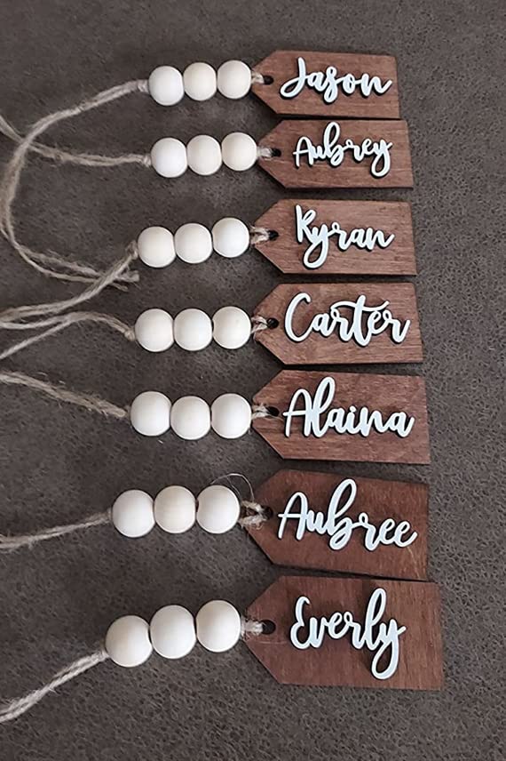 Beads Available, Personalized tags, Stocking tags personalized, Wooden Tags with beads, Wooden tags with holes, Personalized tags for gifts, Wooden name tags personalized, Party tags, Wooden name tags