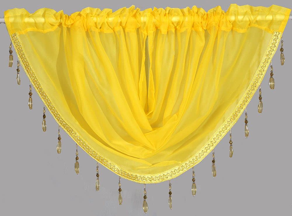 John Aird Crystal Beaded Voile Curtain Swag (Yellow)