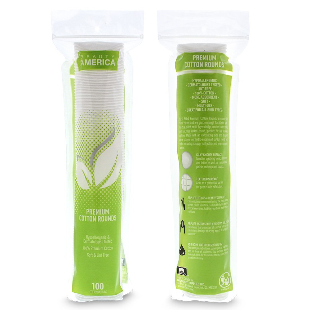 Beauty America Premium 2-Sided Cotton Round, 3x100 Count : Beauty & Personal Care