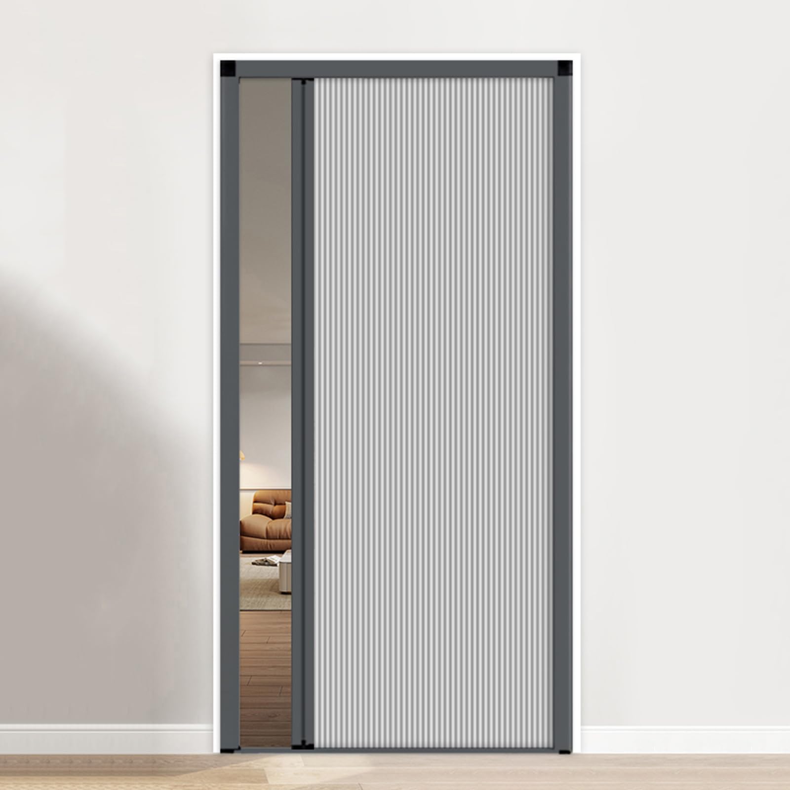 Blackout Sliding Accordion Door Internal, Living Space Magnetic Folding Gate with Handle, Pleated Concertina Doors for Laundry Room(Grey-W×H:70×190cm)