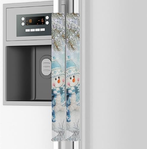 Miniatura 2 de Emelivor Juego de 2 fundas navideñas para manija de puerta de refrigerador, diseño de Papá Noel, muñeco de nieve, para electrodomésticos de cocina,