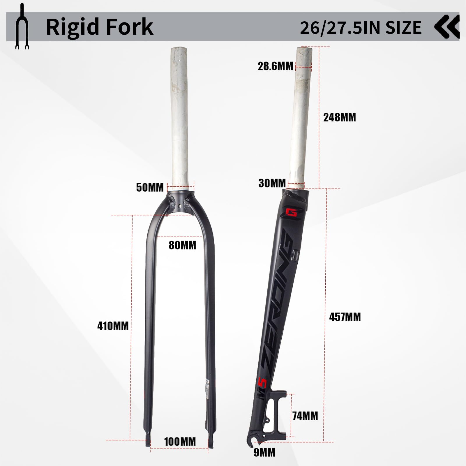 26/27,5/29 Zoll Starre Gabel Aus Aluminiumlegierung Schnellspanner-Scheibenbremse Mountainbike-Vorderradgabel 1-1/8" Gerades Rohr(Black-Gray,29IN)