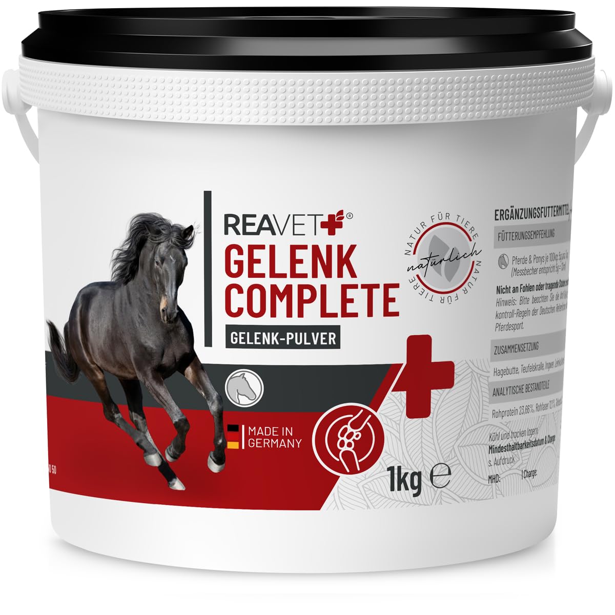 ReaVET Gelenk Complete 1kg, Gelenkpulver Pferd – Natürlicher Gelenke-Komplex für Mobilität, Bewegungsfreude & Vitalität mit Teufelskralle und Ingwer, Unterstützung der Gelenke & Gelenkfunktion