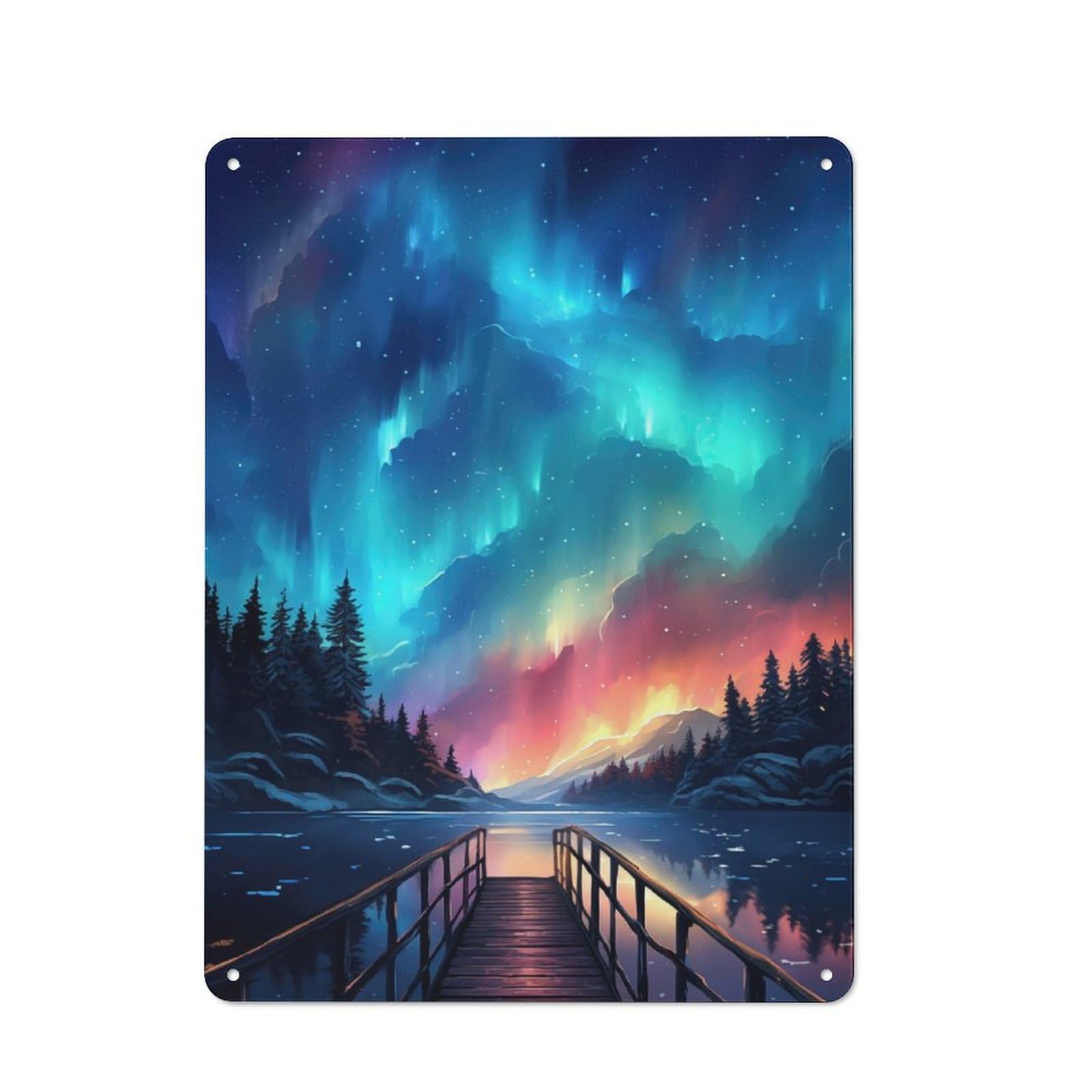 Junmoney Beautiful Sky By The Lake 40X30cm Vintage Metal Plaque With For Garage Or Workshop, A Christmas Gift For People Styling Garage And Workshop