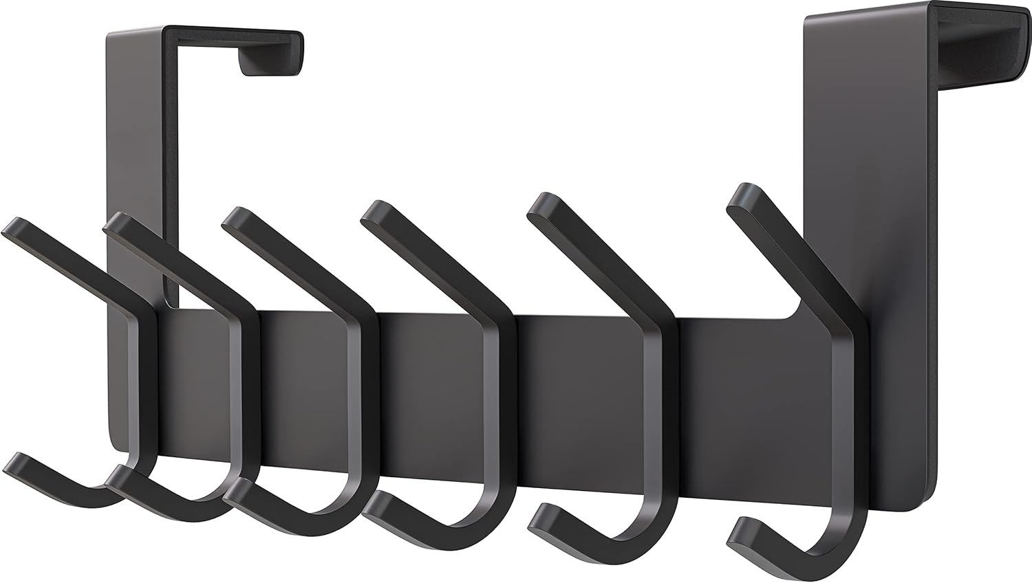Amazon.com: Matte Black Over The Door Hooks ??? Heavy Duty Stainless Steel Door Hanger with 6 ...