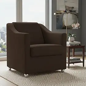 Poltrona Decorativa Mila Confortável Para Sala Recepção Consultório Escritório Manicure Cadeira Reforçada Para Sala De Espera Pés Cromado - Clique E Decore (Marrom)