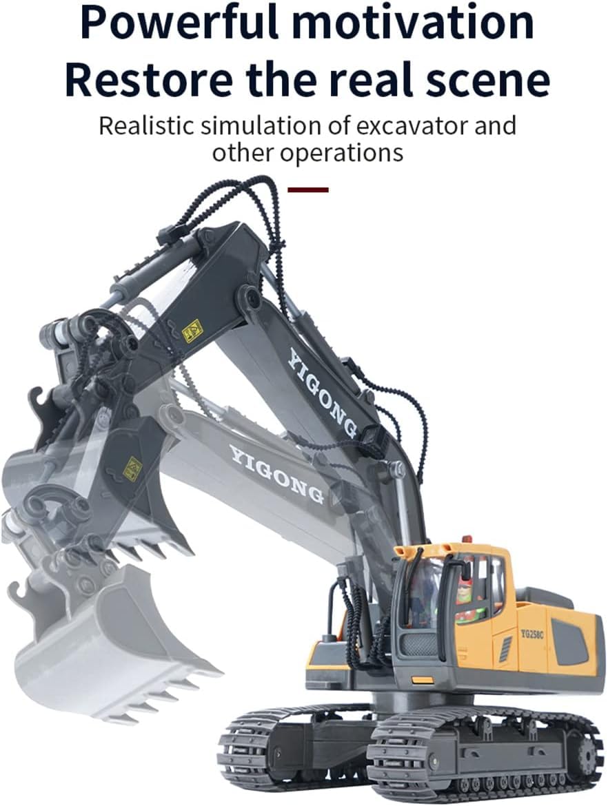 Riderev RC Excavator/Bulldozer 1/20 2.4GHz 11CH RC Construction Truck Engineering Vehicles Educational Toys for Kids with Light Music 2