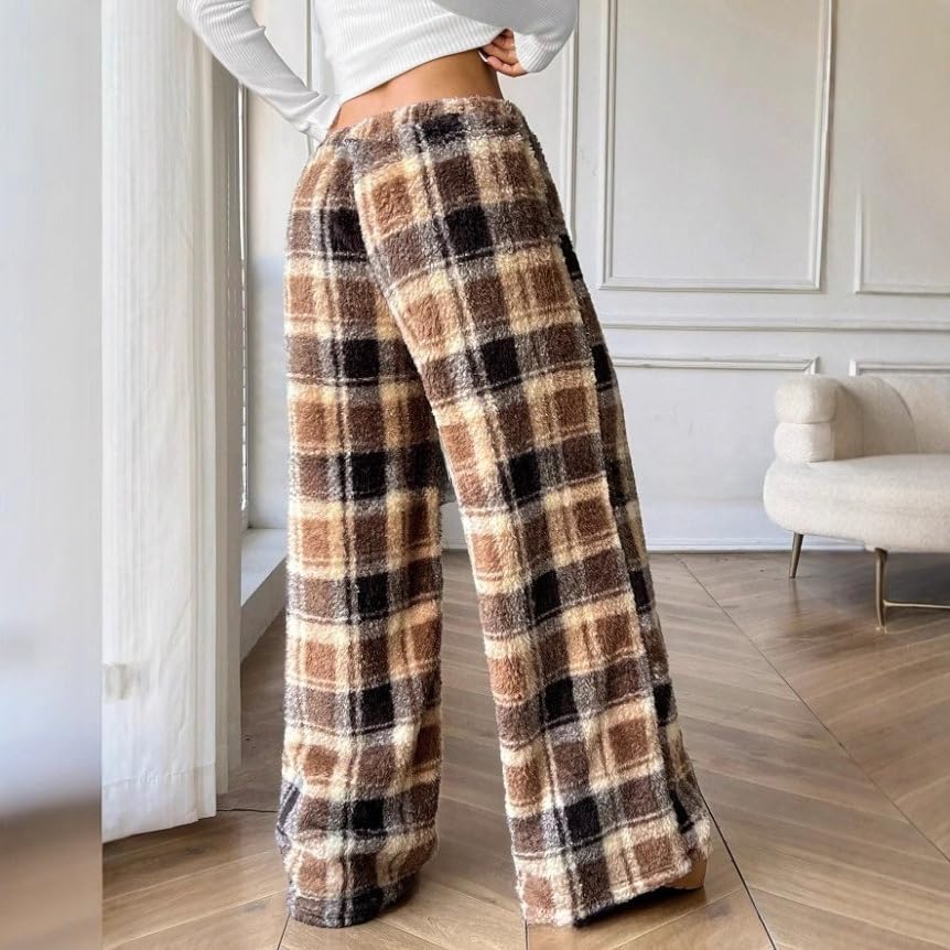 Image of Leopard Pants Women Therian Fuzzy Pajama Pants Y2k Cheetah Pants Grunge High Waisted Fluffy Pants