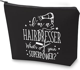 ZJXHPO Hairdresser Gift Hair Stylist Gifts Hairdresser Makeup Bag I'm a Hairdresser What's Your Super Power Cosmetic Bag (C-BL Hairdresser)