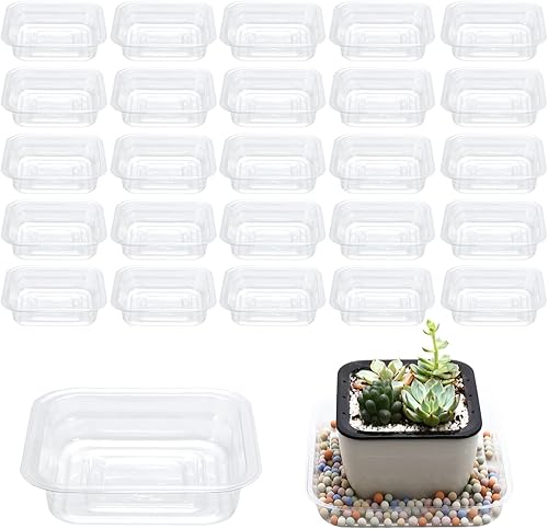 UltraOutlet Paquete de 30 bandejas cuadradas para macetas, platillos de 4 pulgadas para plantas de exterior e interior, platillos transparentes para
