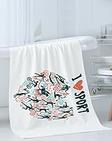 Vista 3 de Towel Set of 3 for Bathroom - I Love Sport Healthy Exercise Towel Soft Microfiber Super Absorbent Towels Quick Drying Washcloths Hand Towels Bath