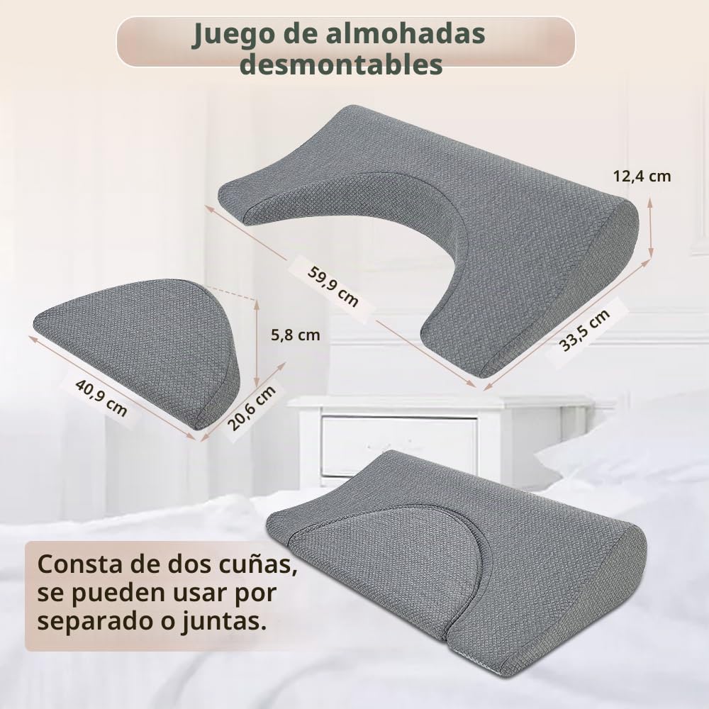 NEPPT Bedsore - Almohada de cuña giratoria para cama de ancianos, cojín de cama para evitar llagas de cama, almohada de espuma para dormir de lado (gris)