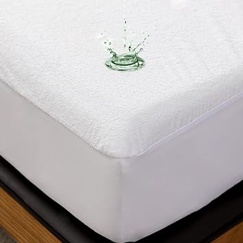 Prime Linens Terry Towel Mattress Protector Waterproof Dust Mite Proof Mattress Pad Cover with Extra Deep 35Cm Fitted Skirt Soft Anti Allergic White, Super king
