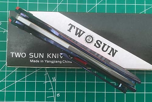 Miniatura 7 de Twosun Cuchillo plegable con hoja K110 rojo G10 y Tc4 mango de titanio Borde llano Camping al aire libre EDC herramienta TS432-K110-Color