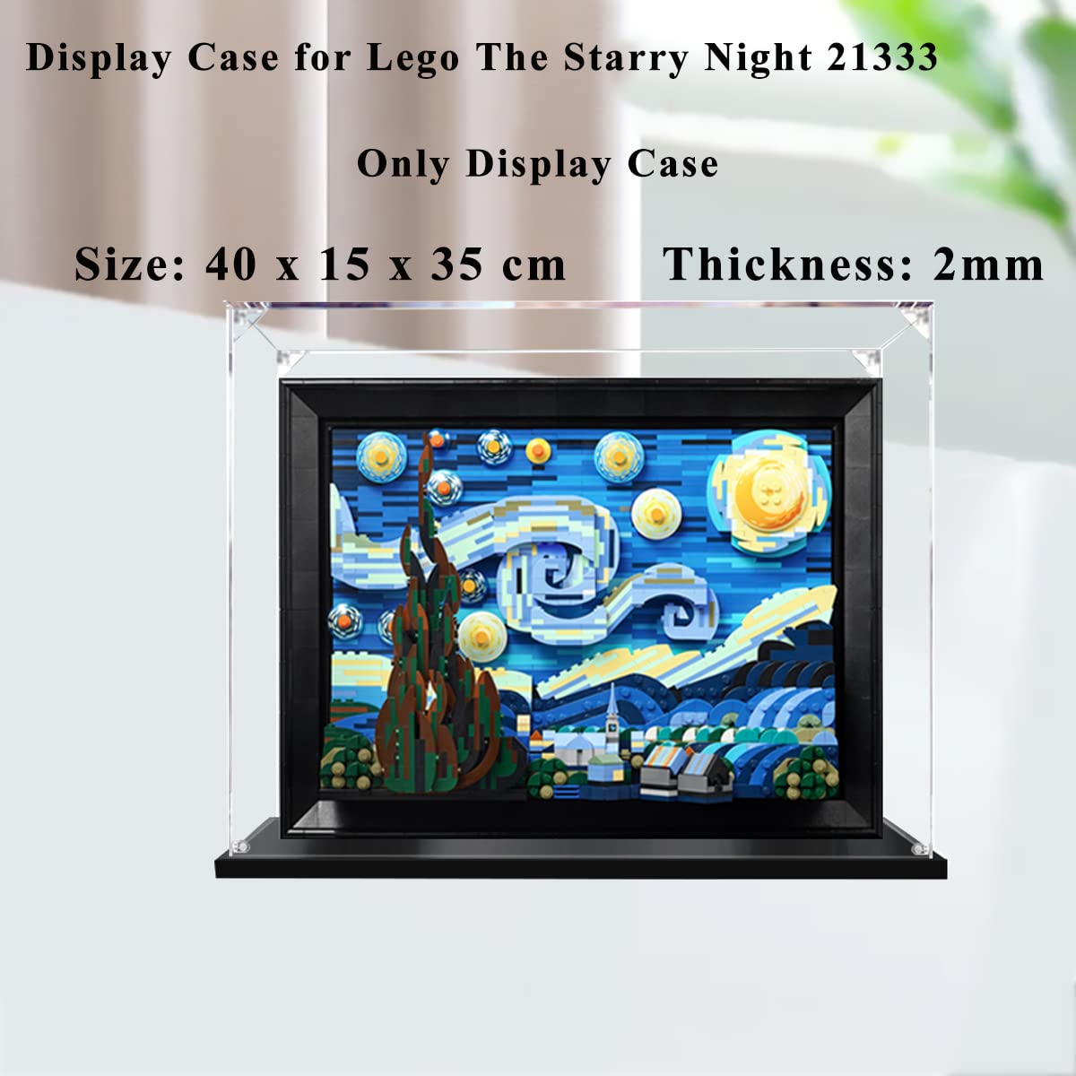 Teca Vetrina Espositiva per Lego Notte Stellata 21333 Modello‌ | 40x15x35 cm, 2mm, Antipolvere, da montare, Vetrinetta Acrilico Trasparente per Collezionismo, Modellini, Statue