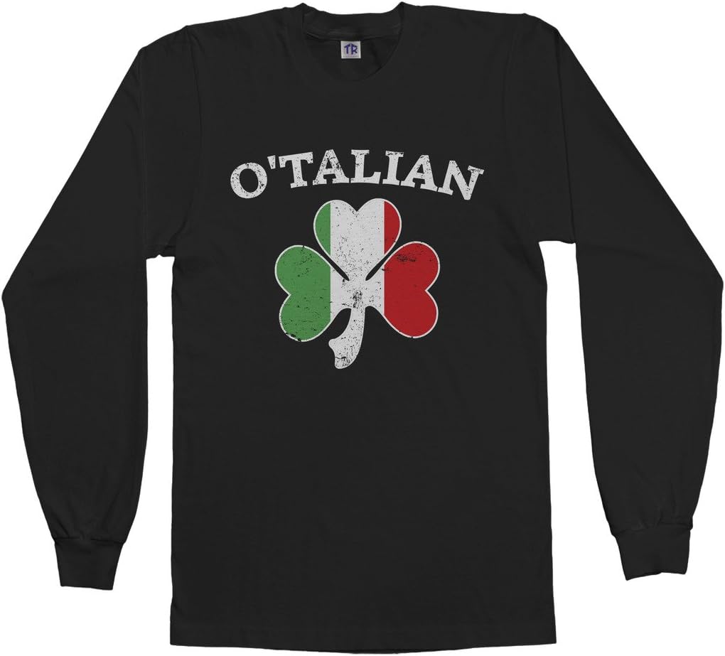 Threadrock Men's O'Talian Italian Irish Shamrock Long Sleeve T-Shirt