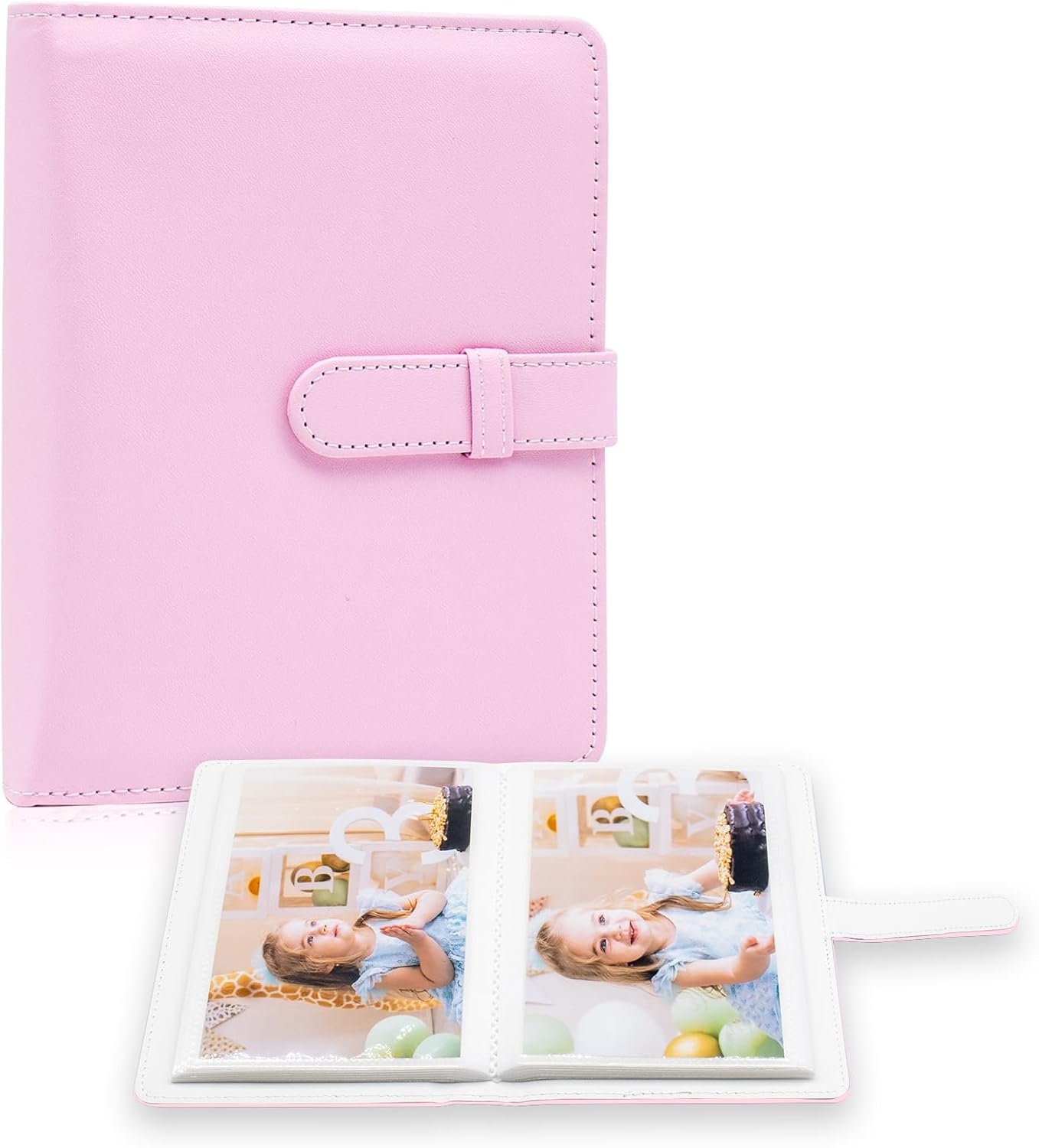 Photo Album 4x6 Photos - 68 Pockets Small Mini Capacity Premium Vegan Leather Cover Case, Portable Wallet Photo Book for Boys Girls Birthday Wedding (Brown)
