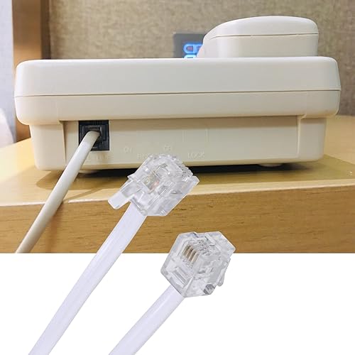 Miniatura 7 de LanSenSu Cable de extensión de teléfono de 50 pies, cable telefónico con enchufe RJ11 estándar y 2 acopladores en línea y 20 soportes de clip para