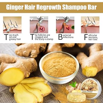 Ginger Shampoo Soap Ginger Hair Regrowth Shampoo Bar Anti Hair Loss Shampoo Soap Ginger Hair Growth Shampoo Bar Hair Loss to Repair Hair Growth