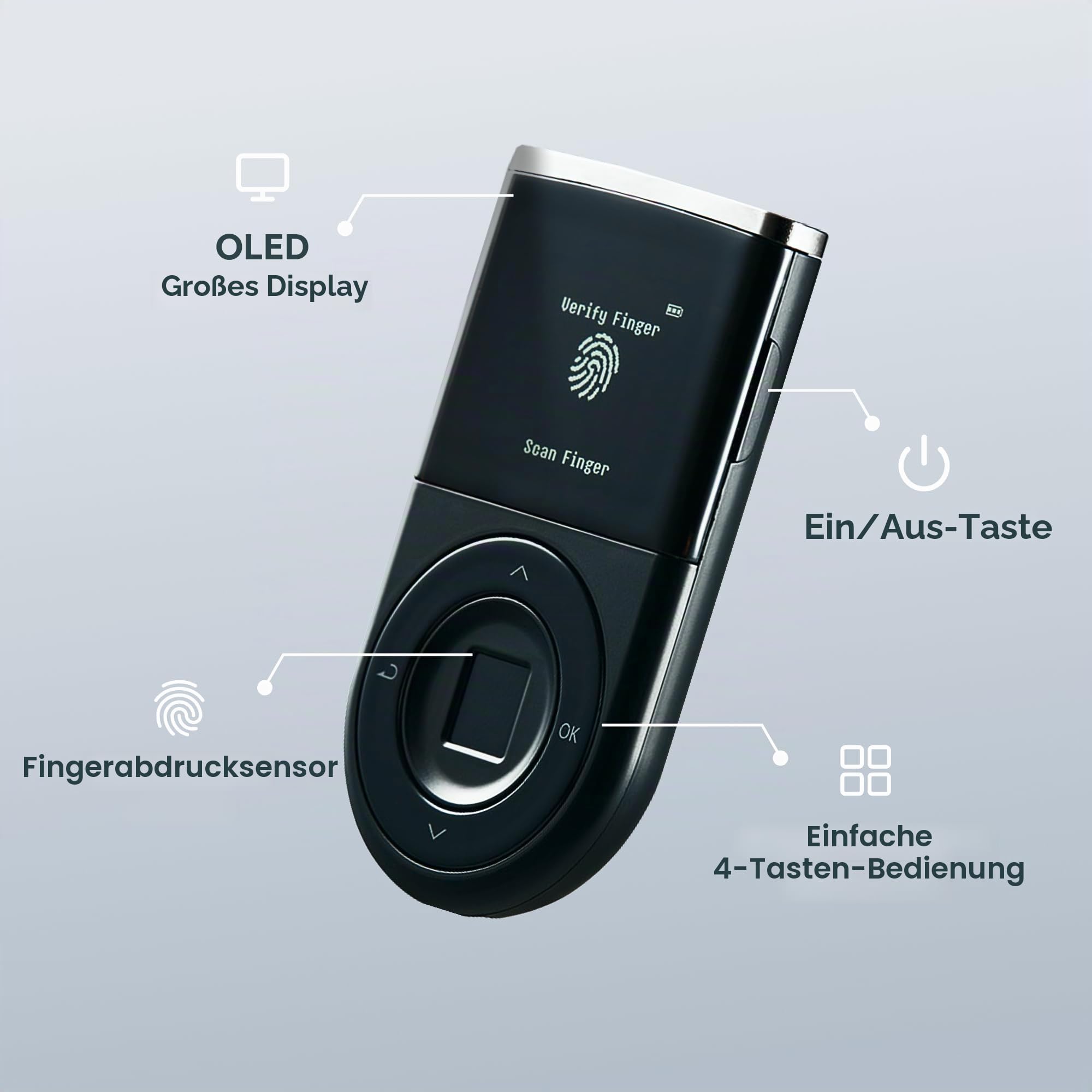 D'CENT Biometrisch Geldbörse-Kryptowährung Hardware Geldbörse-Bluetooth-Unterstützung für mehrere Münzen, einschließlich Bitcoin, Ethereum und mehr